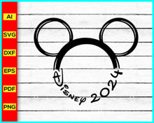 Load image into Gallery viewer, Disney 2024 svg, Family Vacation 2024 SVG, Family Trip 2024 SVG, Disney Mickey Png silhouette, Mickey Mouse silhouette, Disney Png, Disney Cut file - Disney PNG