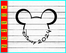 Load image into Gallery viewer, Disney 2024 svg, Family Vacation 2024 SVG, Family Trip 2024 SVG, Disney Mickey Png silhouette, Mickey Mouse silhouette, Disney Png, Disney Cut file - Disney PNG