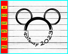 Load image into Gallery viewer, Disney 2023 svg, Family Vacation 2023 SVG, Family Trip 2023 SVG, Disney Mickey Png silhouette, Mickey Mouse silhouette, Disney Png, Disney Cut file - Disney PNG