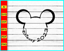Load image into Gallery viewer, Disney 2023 svg, Family Vacation 2023 SVG, Family Trip 2023 SVG, Disney Mickey Png silhouette, Mickey Mouse silhouette, Mickey Outline, Disney Png, Disney Cut file - Disney PNG