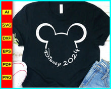 Load image into Gallery viewer, Disney 2024 svg, Family Vacation 2024 SVG, Family Trip 2024 SVG, Disney Mickey Png silhouette, Mickey Mouse silhouette, Disney Png, Disney Cut file - Disney PNG