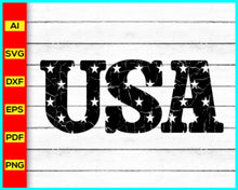 Load image into Gallery viewer, Distressed USA Svg Png Cut File for Cricut, July 4th shirt designs, distressed patriotic svg, Grunge Patriotic Shirt Designs, God Bless America Svg Silhouette Eps Dxf Pdf, Disney SVG files for sale, Buy Disney SVG designs, Cut file for cricut, free svg files, silhouette, vector ai, clipart, editable svg file