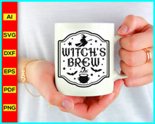 Load image into Gallery viewer, Witch's Brew Svg, Halloween Wine Svg, Witch Hat Svg, Witch Quotes Svg, Halloween Mug Svg, Halloween Label Svg, Witches Brew Svg, Zombies Brew Svg, Cut file for cricut, free png files, silhouette, vector ai, clipart, editable svg file