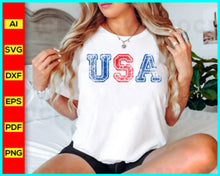Load image into Gallery viewer, Distressed USA Svg Png Cut File for Cricut, Grunge Patriotic Shirt Designs, 4th Of July Svg, God Bless America Svg Silhouette Eps Dxf Pdf