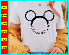 Load image into Gallery viewer, Disney 2024 svg, Family Vacation 2024 SVG, Family Trip 2024 SVG, Disney Mickey Png silhouette, Mickey Mouse silhouette, Disney Png, Disney Cut file - Disney PNG