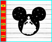 Load image into Gallery viewer, Princess Svg, Disney Princess Svg, Princess Svg, Sparkle svg, Queen Svg, Mickey Svg, Disney Png, Disney Princess Png Silhouette Cricut Svg Dxf - Disney PNG