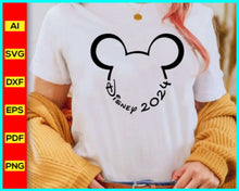 Load image into Gallery viewer, Disney 2024 svg, Family Vacation 2024 SVG, Family Trip 2024 SVG, Disney Mickey Png silhouette, Mickey Mouse silhouette, Disney Png, Disney Cut file - Disney PNG