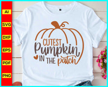 Load image into Gallery viewer, Cutest Pumpkin in the Patch SVG, PNG, halloween svg, Kid Pumpkin Patch, Fall, Thanksgiving, Halloween, Pumpkins, Svg, Dxf, Cut Files, Clipart, Baby's First halloween Png, Fall Digital Downloads, Autumn Svg, Infant Fall, Baby Halloween svg, Kids Halloween Shirt svg file, Disney SVG files for sale, Buy Disney SVG designs