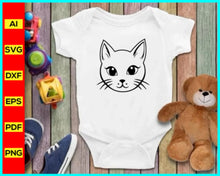 Load image into Gallery viewer, Cat Face SVG, Cute Cat Face Svg, Cat Face Outline Png, Cute Cat Face png, Cut Kitty Face, Kitten Face svg, Cat Whiskers svg, Svg, Png, Jpg, Cute Cat Face Vector - Instant Digital Download – High-Quality SVG, PNG & Vector Files