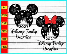 Load image into Gallery viewer, Disney Family Vacation 2027 SVG, PNG, DXF, EPS, Family Trip 2027, Mickey Mouse 2027, Minnie Mouse 2027, Disney Svg files, Disney Character 2027 free download