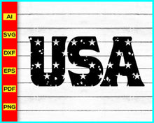 Load image into Gallery viewer, Distressed USA Svg Png Cut File for Cricut, Grunge Patriotic Shirt Designs, 4th Of July Svg, God Bless America Svg Silhouette Eps Dxf Pdf, Disney SVG files for sale, Buy Disney SVG designs, Cut file for cricut, free svg files, silhouette, vector ai, clipart, editable svg file