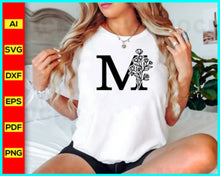 Load image into Gallery viewer, Flower Letter M. Floral Letter SVG PNG, JPEG, eps, ai, pdf and dxf, Faith Cross SVG, Religious SVG,Faith svg, Pray svg, Christian cross svg, Bible verse svg,