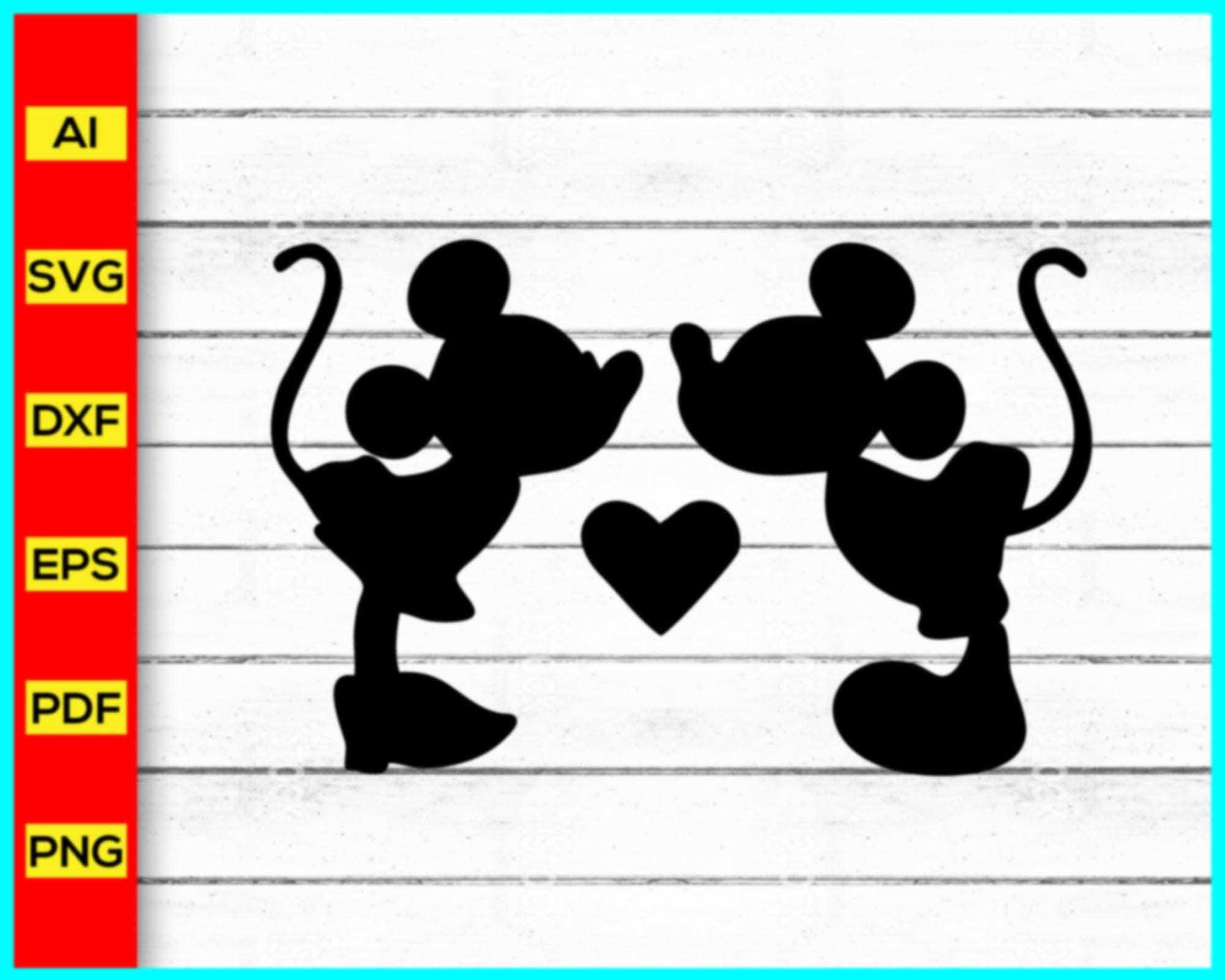 Mickey and Minnie Kissing Svg, Mickey Mouse Svg silhouette Png, Disney –  Disney PNG