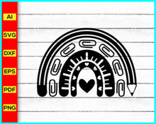 Load image into Gallery viewer, Rainbow teacher svg, Boho Rainbow svg, Teacher life svg, Teacher Appreciation svg, Graduation svg, Back to School Teacher Shirt Digital svg - My Store