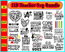 Load image into Gallery viewer, Teacher SVG Bundle, Teacher Quotes svg, School Teacher Svg, Teacher Life Svg, Blessed Teacher Svg, Difference Maker, Educator, Best Teacher Ever - My Store