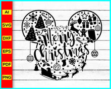 Load image into Gallery viewer, Merry Christmas Shirts Svg silhouette, Santa Claus Svg Png silhouette, Disney Christmas Mickey Mouse Shirts Svg png silhouette, Christmas tree leaves lights ornaments - My Store