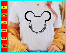 Load image into Gallery viewer, Disney 2023 svg, Family Vacation 2023 SVG, Family Trip 2023 SVG, Disney Mickey Png silhouette, Mickey Mouse silhouette, Mickey Outline, Disney Png, Disney Cut file - Disney PNG