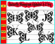 Load image into Gallery viewer, Butterfly Monogram Alphabet A-Z Svg Png Silhouette, Butterfly Svg Png Silhouette, Alphabet A-Z, Letter Monogram A-Z Svg - My Store