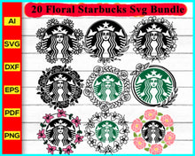 Load image into Gallery viewer, 20 Floral Starbucks Svg Bundle, Flower Svg, Starbucks Coffee Svg, Starbucks Logo SVG, Coffee mug svg png, Starbucks Coffee Logo SVG, DXF, PNG - My Store