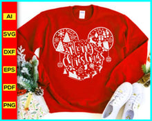 Load image into Gallery viewer, Merry Christmas Shirts Svg silhouette, Santa Claus Svg Png silhouette, Disney Christmas Mickey Mouse Shirts Svg png silhouette, Christmas tree leaves lights ornaments - My Store