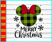 Load image into Gallery viewer, Minnie Merry Christmas Svg, Minnie Svg, Merry Christmas svg, disney Christmas Svg, Cut file for cricut, silhouette, vector, clipart, editable svg file - My Store