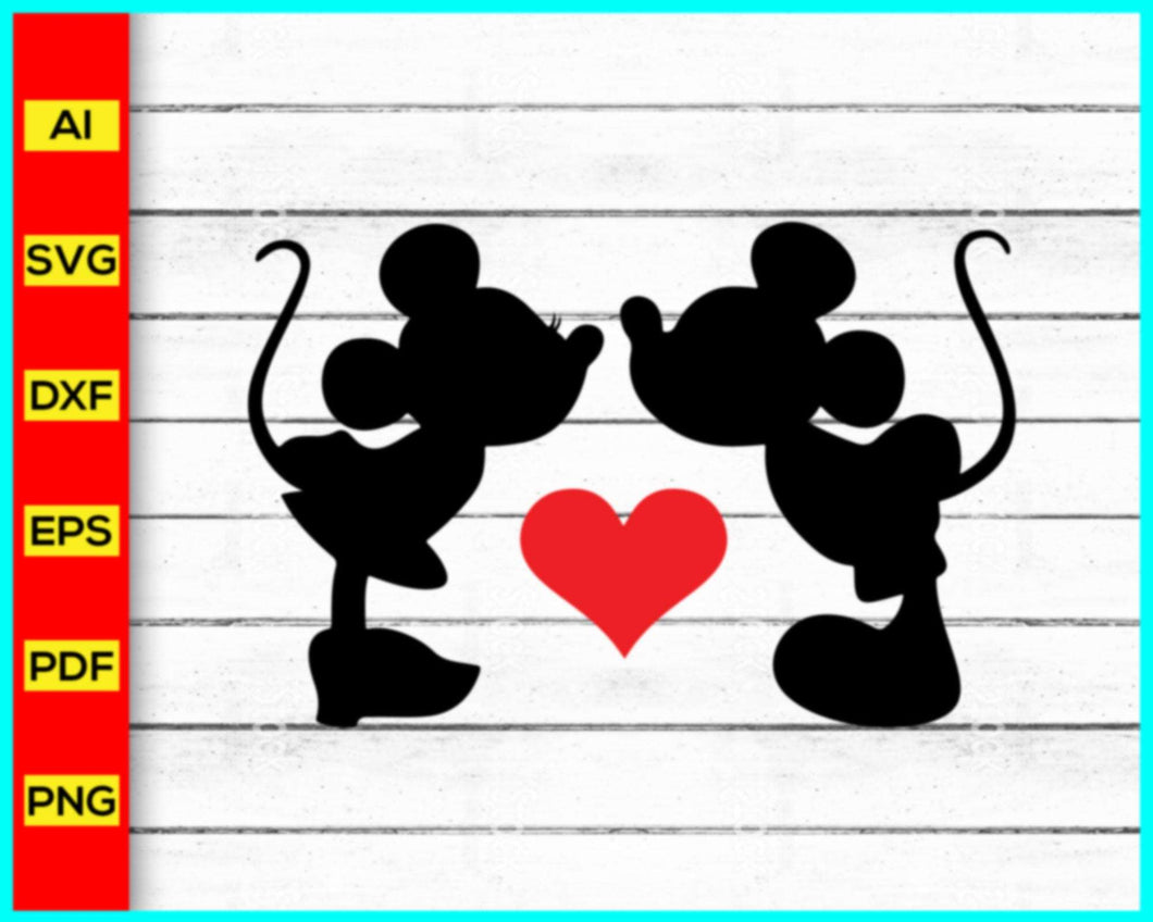 Mickey Minnie Kissing Svg, Silhouette, Castle Svg, Disney Svg, Disney Mickey Minnie Svg, Disney Mickey Svg,Png File for Sublimation, Disney Png - Disney PNG