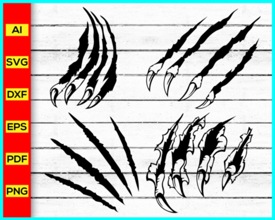 Claw Rip Design Pattern Claw Marks svg, Claw Scratch svg, Ripped Shirt Design, Animal Claw Mar ...