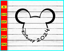 Load image into Gallery viewer, Disney 2024 svg, Family Vacation 2024 SVG, Family Trip 2024 SVG, Disney Mickey Png silhouette, Mickey Mouse silhouette, Disney Png, Disney Cut file - Disney PNG
