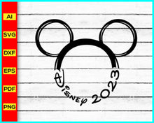 Load image into Gallery viewer, Disney 2023 svg, Family Vacation 2023 SVG, Family Trip 2023 SVG, Disney Mickey Png silhouette, Mickey Mouse silhouette, Disney Png, Disney Cut file - Disney PNG
