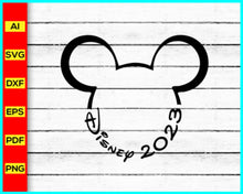 Load image into Gallery viewer, Disney 2023 svg, Family Vacation 2023 SVG, Family Trip 2023 SVG, Disney Mickey Png silhouette, Mickey Mouse silhouette, Mickey Outline, Disney Png, Disney Cut file - Disney PNG
