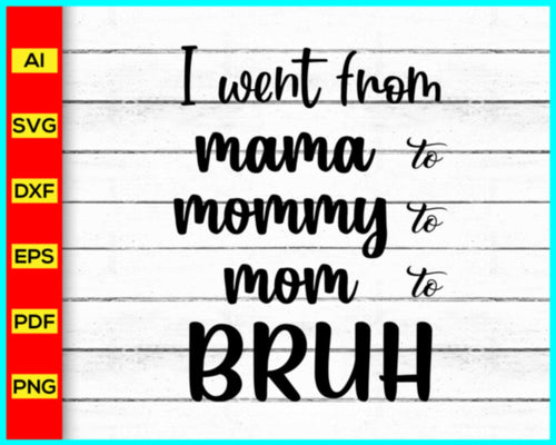 Mama Mommy Mom Bruh Svg Cut File, Funny Mom Sublimation Design, Mothers Day Svg Png, Mom Shirt Svg, Gift For Mom Svg, Coffee Mug Svg Files - Disney PNG