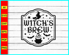 Load image into Gallery viewer, Witch&#39;s Brew Svg, Halloween Wine Svg, Witch Hat Svg, Witch Quotes Svg, Halloween Mug Svg, Halloween Label Svg, Witches Brew Svg, Zombies Brew Svg,&nbsp;Cut file for cricut, free png files, silhouette, vector ai, clipart, editable svg file
