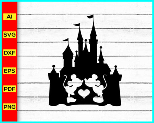 Mickey Minnie Kissing Svg, Silhouette, Castle Svg, Disney Svg, Disney Mickey Minnie Svg, Disney Mickey Svg,Png File for Sublimation, Disney Png - Disney PNG