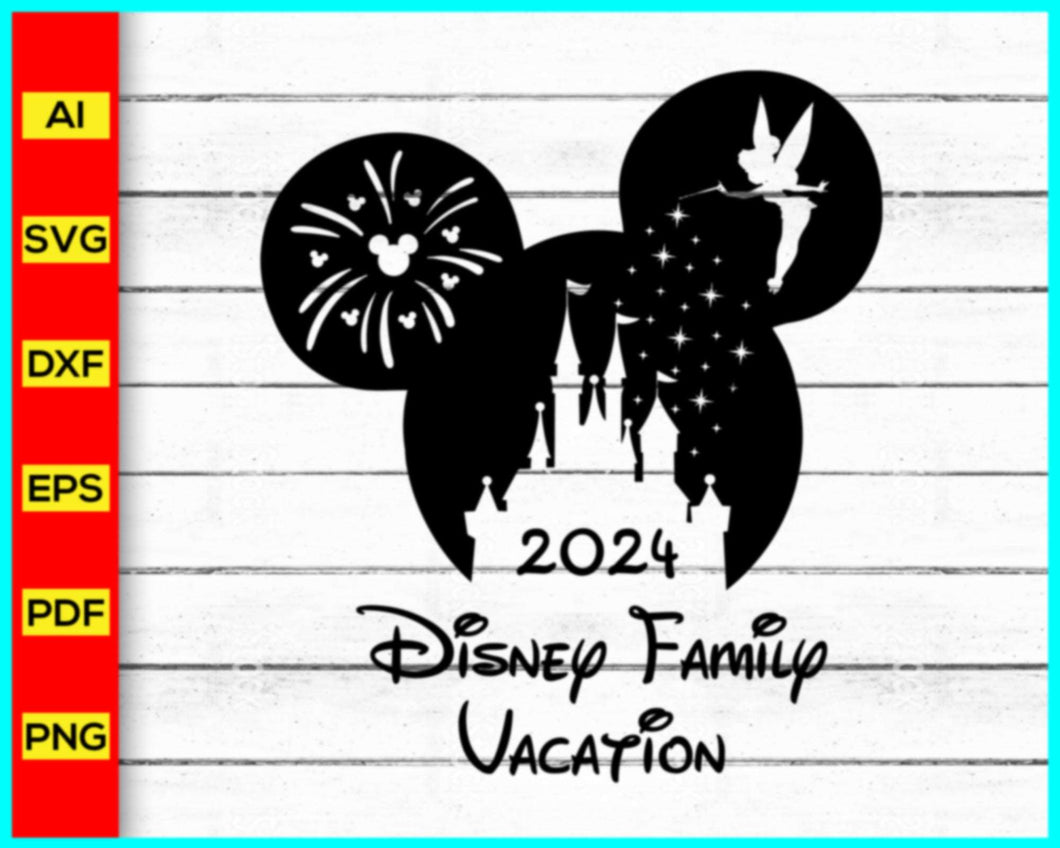 Disney Family Vacation 2024 SVG, Family Trip 2024 SVG, Mouse silhouette, Mickey Mouse silhouette, Disney Svg, Disney Png, Disney Cut file for cricut - Disney PNG