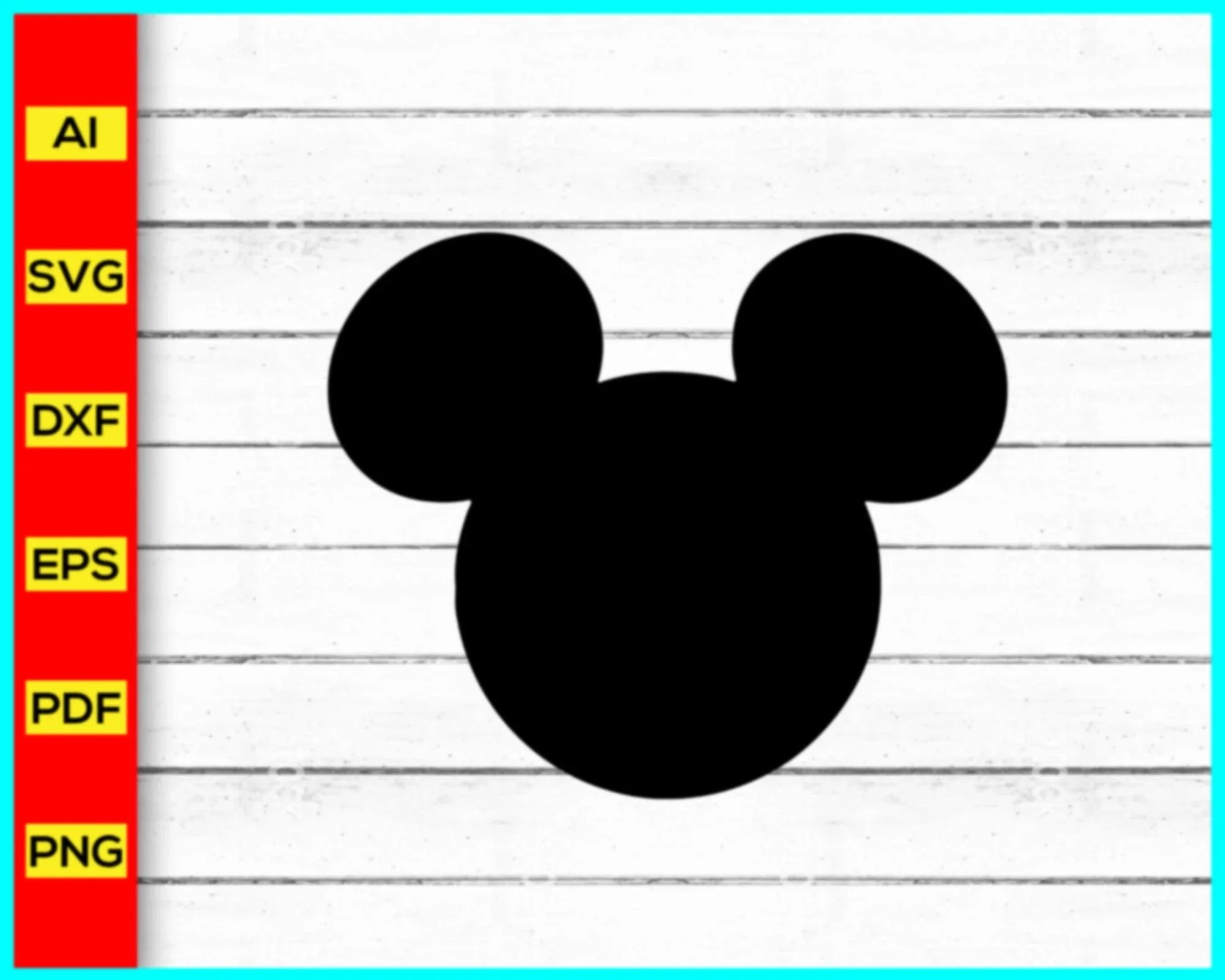 Mickey Mouse Head Svg Png Silhouette Vector Cut file, Disney Mickey Mo ...