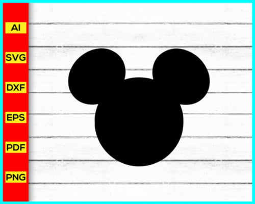 Mickey Mouse Head Svg Png Silhouette Vector Cut file, Disney Mickey Mouse Svg, Cut file for cricut, silhouette, vector, clipart, editable svg file - Disney PNG