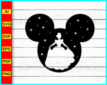 Load image into Gallery viewer, Princess Svg, Disney Princess Svg, Princess Svg, Sparkle svg, Queen Svg, Mickey Svg, Disney Png, Disney Princess Png Silhouette Cricut Svg Dxf - Disney PNG
