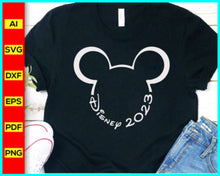 Load image into Gallery viewer, Disney 2023 svg, Family Vacation 2023 SVG, Family Trip 2023 SVG, Disney Mickey Png silhouette, Mickey Mouse silhouette, Mickey Outline, Disney Png, Disney Cut file - Disney PNG
