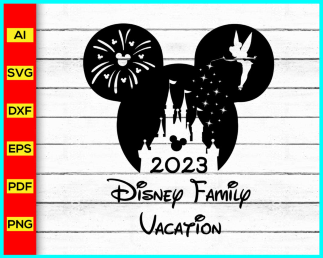Disney Family Vacation 2023 SVG, Family Trip 2023 SVG, Mouse silhouette, Mickey Mouse silhouette, Disney Svg, Disney Png, Disney Cut file for cricut - Disney PNG