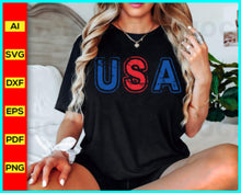 Load image into Gallery viewer, Distressed USA Svg Png Cut File for Cricut, Grunge Patriotic Shirt Designs, 4th Of July Svg, God Bless America Svg Silhouette Eps Dxf Pdf
