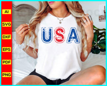 Load image into Gallery viewer, Distressed USA Svg Png Cut File for Cricut, Grunge Patriotic Shirt Designs, 4th Of July Svg, God Bless America Svg Silhouette Eps Dxf Pdf
