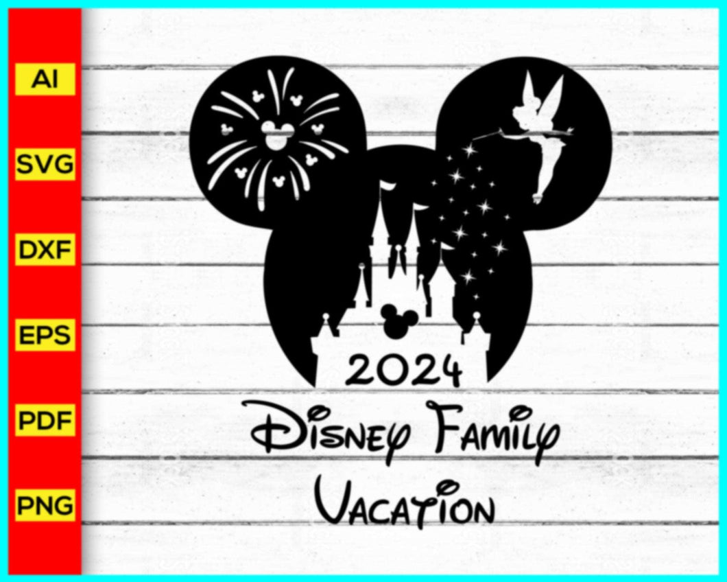 Disney Family Vacation 2024 SVG, Family Trip 2024 SVG, Mouse silhouette, Mickey Mouse silhouette, Disney Svg, Disney Png, Disney Cut file for cricut - Disney PNG