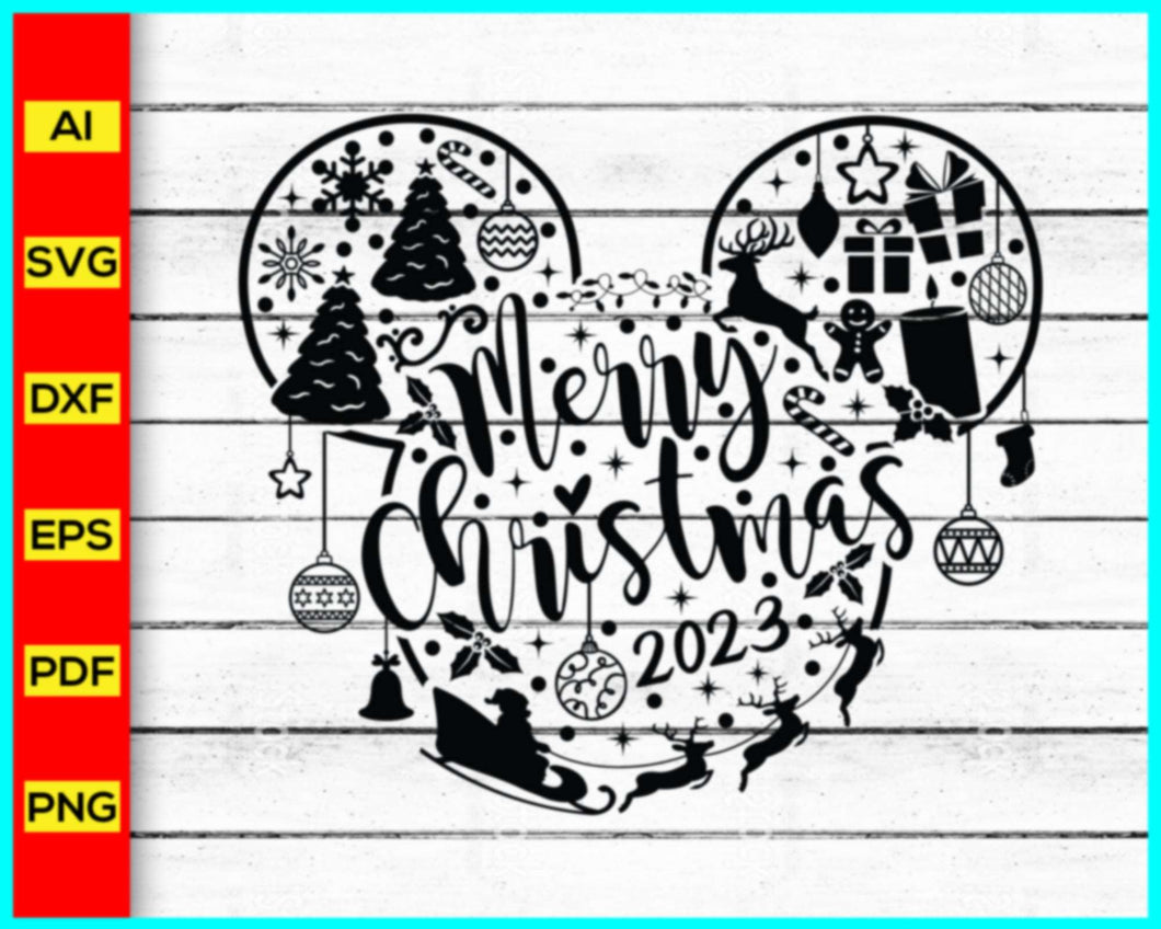Merry Christmas 2023 Svg silhouette, Santa Claus Svg Png silhouette, Disney Christmas Mickey Mouse Shirts Svg png silhouette, Christmas tree leaves lights ornaments, Christmas Svg, Merry Christmas Saying Svg, Christmas Clip Art Cut file, trending in google, Cut file for cricut, free svg files, silhouette, vector, clipart, editable svg file