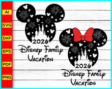 Load image into Gallery viewer, Disney Family Vacation 2026 SVG, PNG, DXF, EPS, Family Trip 2026, Mickey Mouse 2026, Family Vacation 2026, Disney Svg files, Disney Character 2026 free download
