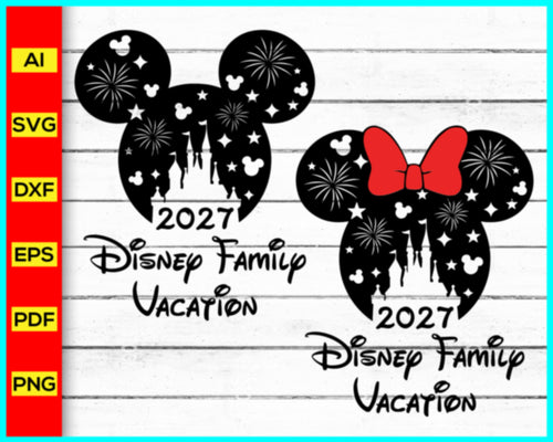 Disney Family Vacation 2027 SVG, PNG, DXF, EPS, Family Trip 2027, Mickey Mouse 2027, Minnie Mouse 2027, Disney Svg files, Disney Character 2027 free download