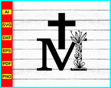 Load image into Gallery viewer, Flower Letter M. Floral Letter SVG PNG, JPEG, eps, ai, pdf and dxf, Faith Cross SVG, Religious SVG,Faith svg, Pray svg, Christian cross svg, Bible verse svg -&nbsp;Instant Digital Download – High-Quality SVG, PNG &amp; Vector Files
