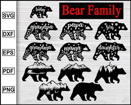 Bear Bundle Svg, Mama Bear Svg, Grandma Bear Svg, Grandpa Bear Svg, Family Bear Svg, Papa Bear Svg, Baby Bear Svg, Son Bear Svg, Daughter Bear Svg - My Store