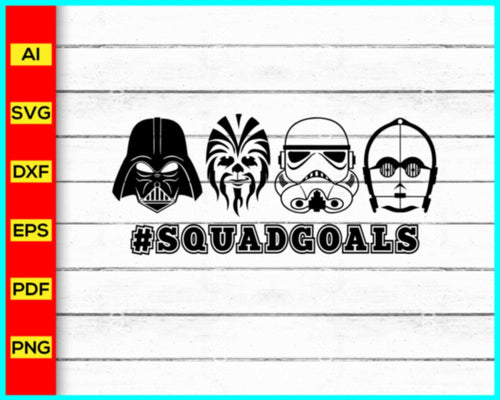 Squadgoals SVG Bundle, Star Wars character Cut file, Star Galaxy Collage Mickey Mouse svg, Disney Svg, Disney character Cut file, Pew Pew Pew SVG