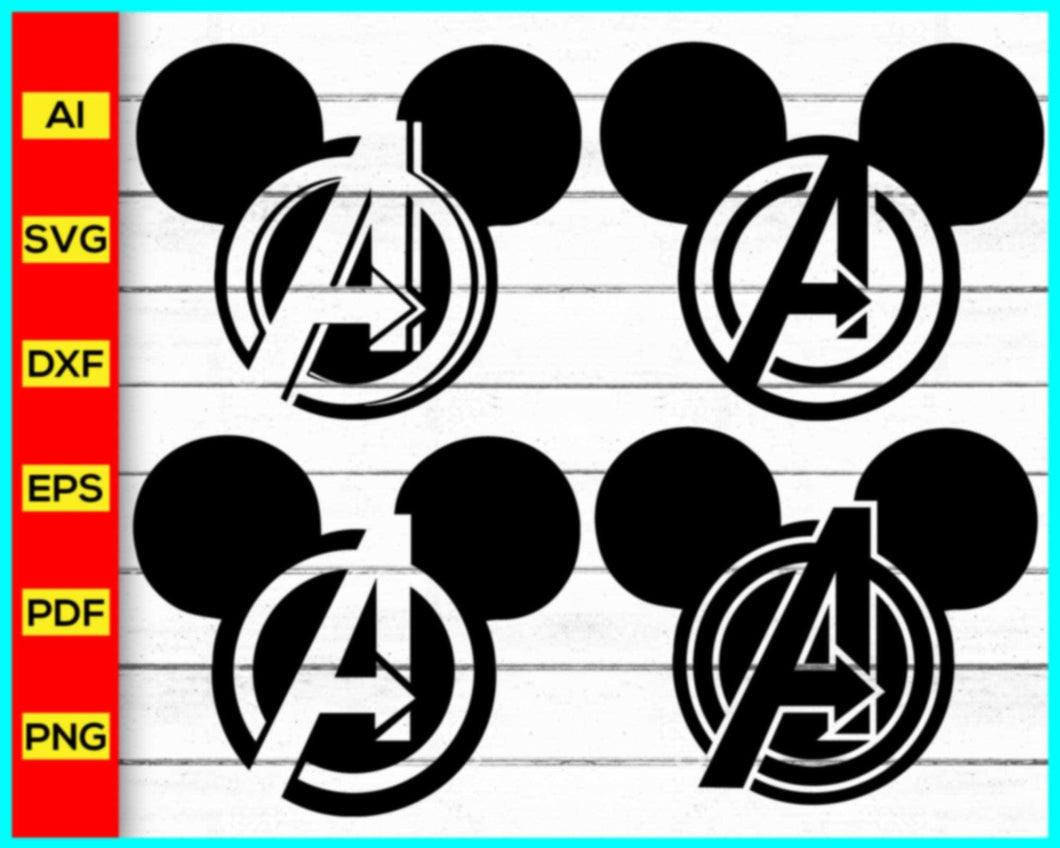 Avengers Logo Svg, Captain America Svg, Marvel Svg, Disney Characters Svg, Marvel Characters Svg, Superhero Collage Mouse Digital Design svg