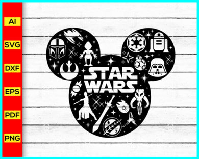 Star Wars Svg, Star Wars character Cut file, Star Galaxy Svg, Disney Svg, Disney character Cut file, Mickey Mouse silhouette Png, Pew Pew Pew SVG Star Wars SVG - My Store